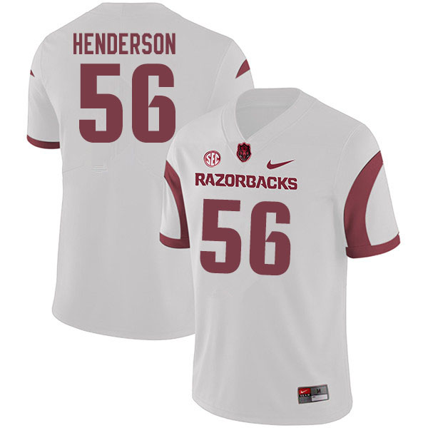 Men #56 Marcus Henderson Arkansas Razorbacks College Football Jerseys Sale-White